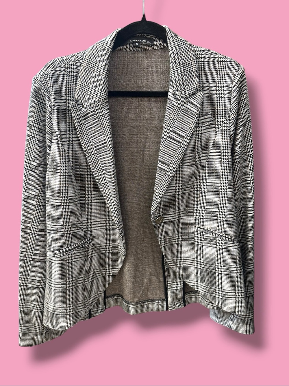 Amanda & Chelsea Black and White Glen Plaid Blazer
